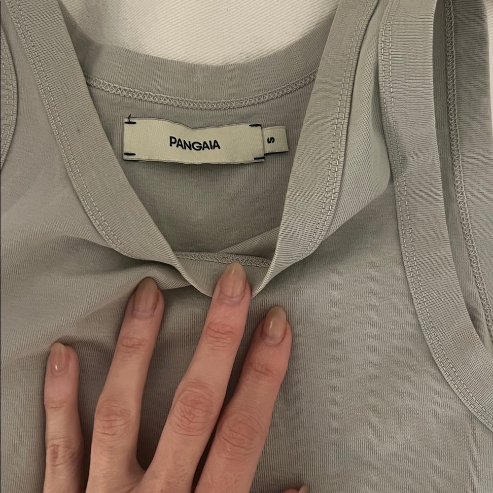 Pangaia Organic Cotton Tank maxi Dress Stone color size small - Picture 3 of 5